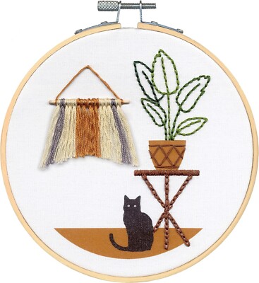 Dimensions Crewel Embroidery Kit - Cat w/ Hoop