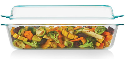 Deep Pan 5.2-Qt (9''X13'') Glass Baking Dish with Glass Lid, Extra Large Rectangle