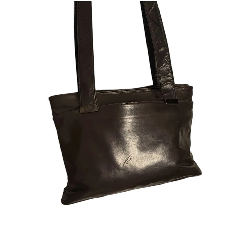 Perlina темно коричневый мягкой кожи сумка с короткими ручками ноутбука бизнес наплечная сумка - Изображение 3 из 4