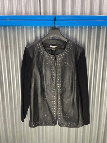 Peter Nygard Studded Leather Hybrid Jacket