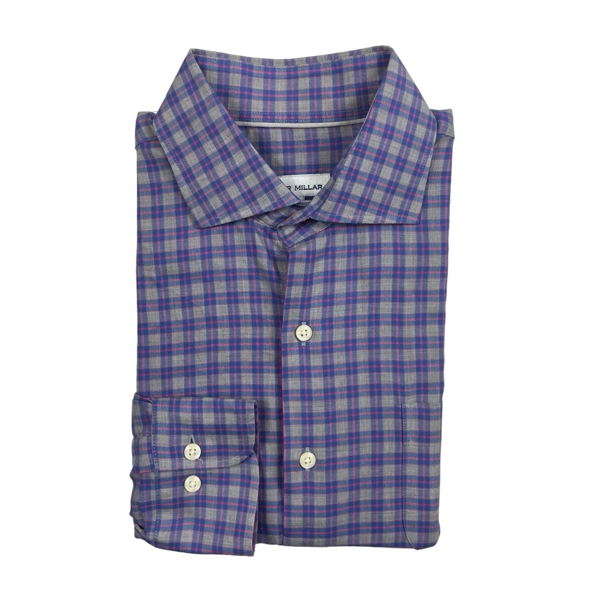 Peter Millar Gray Blue Red Checked Lightweight Co… - image 1