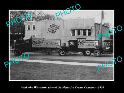 OLD POSTCARD SIZE PHOTO OF WAUKESHA WISCONSIN THE MEIER ICE CREAM Co c1930