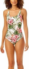 NWT Hurley Women's One Piece Swimsuit Floral Strappy Keyhole Size Small 90 C712