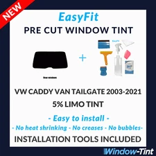 EasyFit Static Pre Cut Tint & Tools For VW Caddy Van Tailgate 2003-21 5% Limo