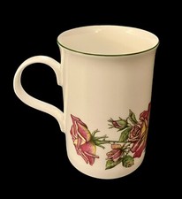 Lascelles Fine Bone China Purple Roses Tea Cup 4" Coffee Mug 10oz England