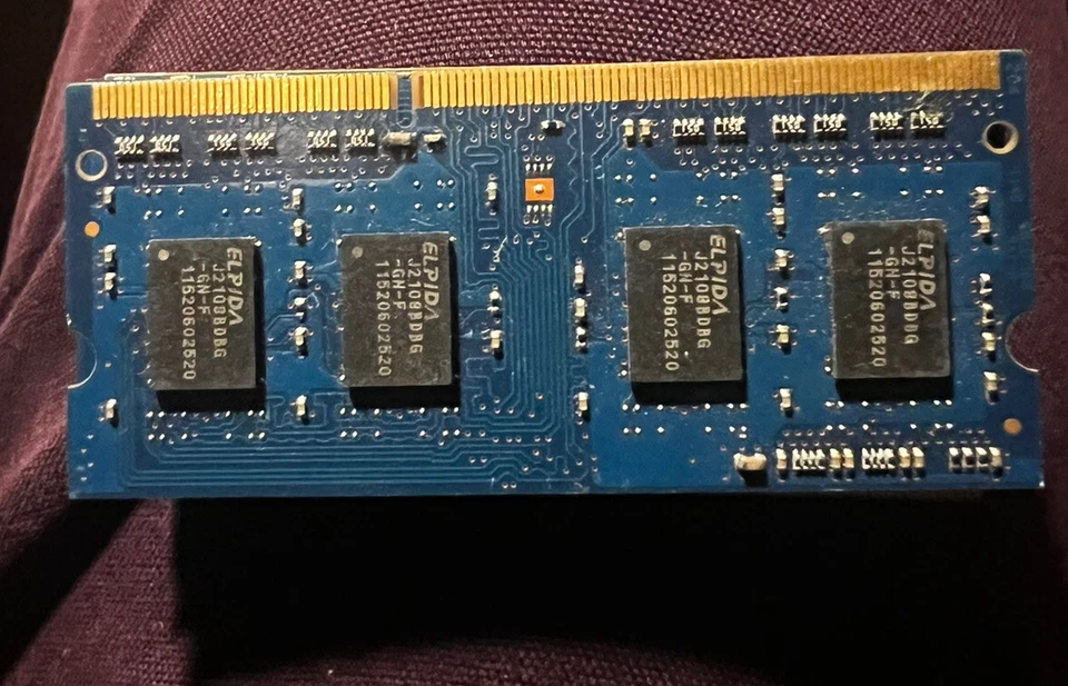 Lote de 2 Laptop Memore Elpida 2GB 1RX8 PC3-10600S-9-10-B2 RAM#1567 Z65B4 Foto 3 de 3