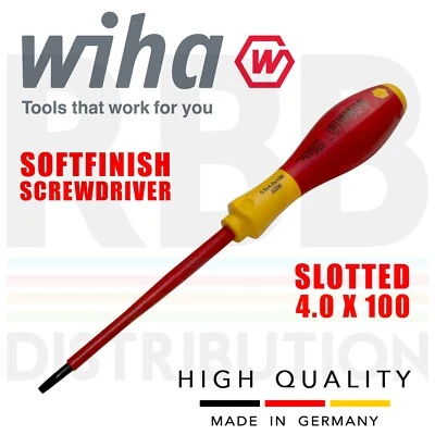 Wiha 00823 Slotted Screwdriver 4mm VDE Electrician 1000v Flat Head SoftFinish