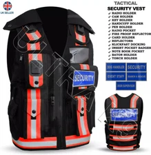 Hi Viz Tactical Security Dog Handler Vest Enforcement CCTV Tac Vest Black/Orange