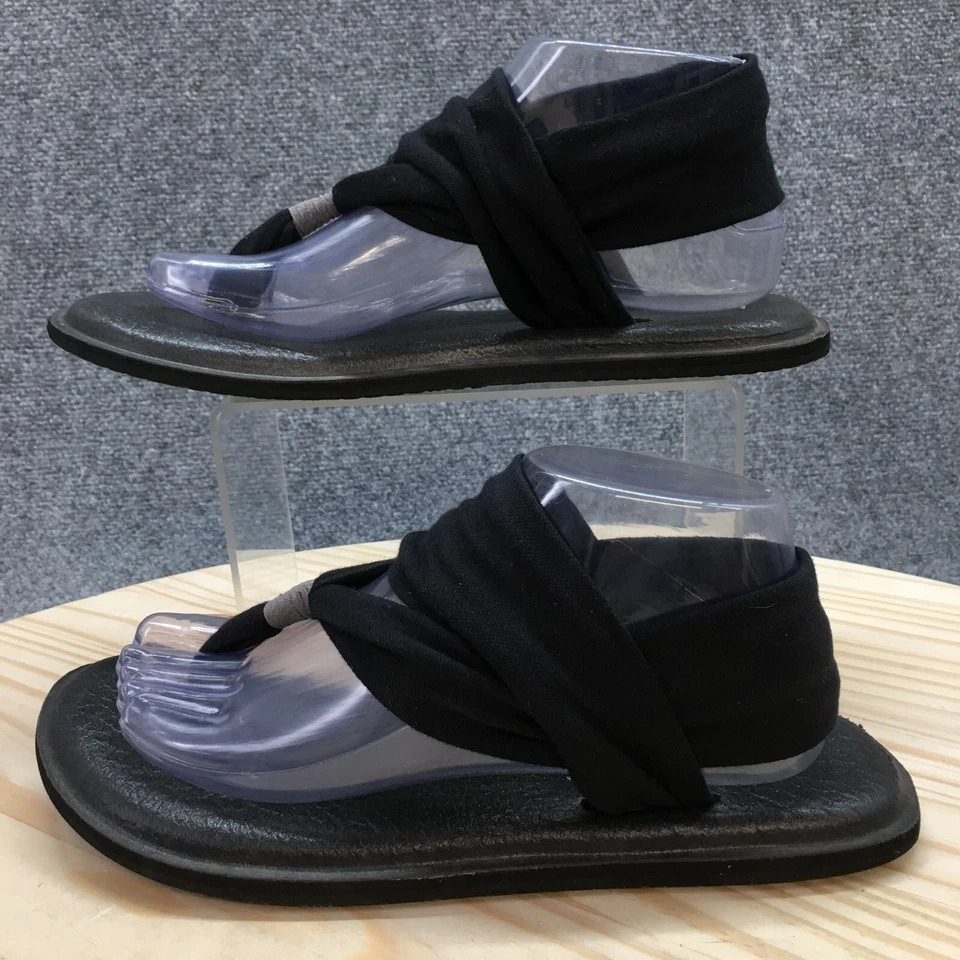 Sanuk Sandals Womens 9 Yoga Sling 2 Slingback Flip Flops SWS10001 Black Fabric - Image 2 of 4