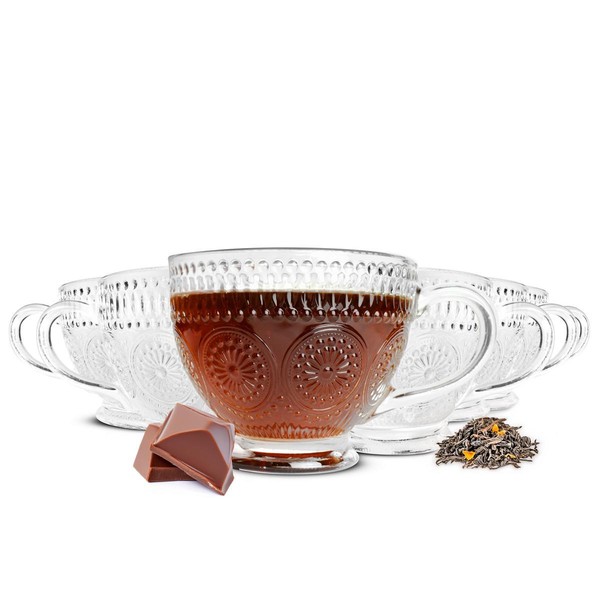 6 Cappuccino GläSer Mit Relief KaffeegläSer TeegläSer TrinkgläSer 430Ml-image