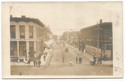Creston Iowa IA Maple Street Scene RPPC Real Photo Postcard 1907