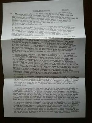 1940 BRITISCHER GEHEIMDIENST REGIONALER BERICHT ÜBER MORAL UND SPÄTWARNSIRENENEN ETC.