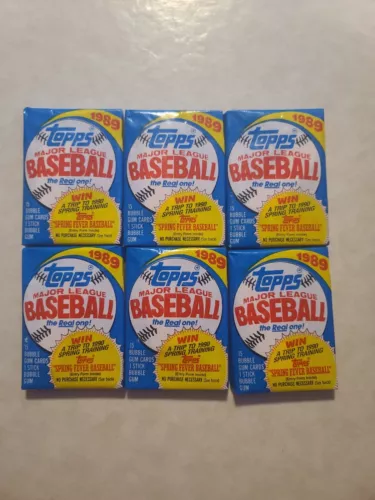 1989 Topps Baseball Wax Packs 6 Total Quantity Available