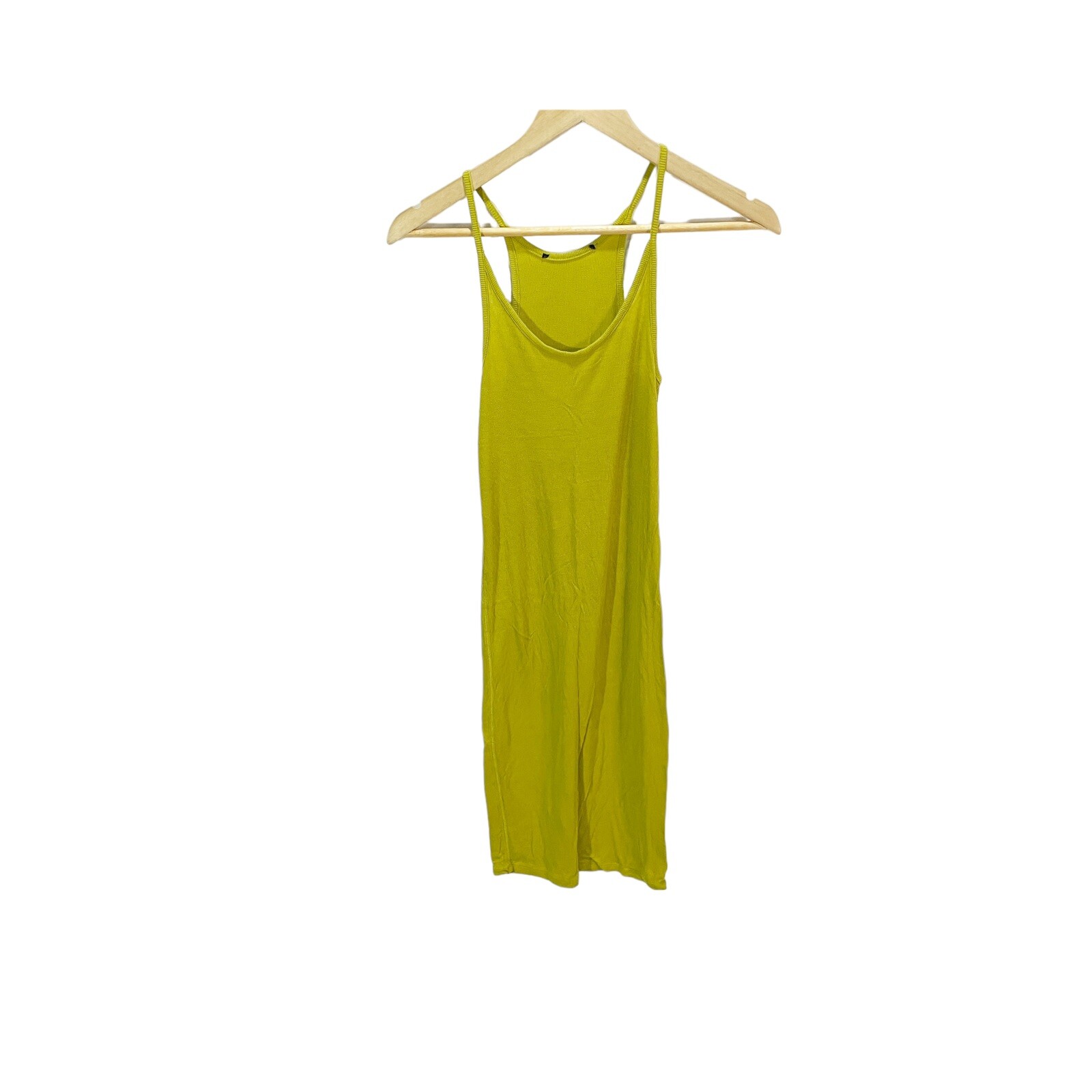 Women's Bodycon Yellow XSTank Top Dress Scoop Neck Soft Ribbed Cotton Sleeveless