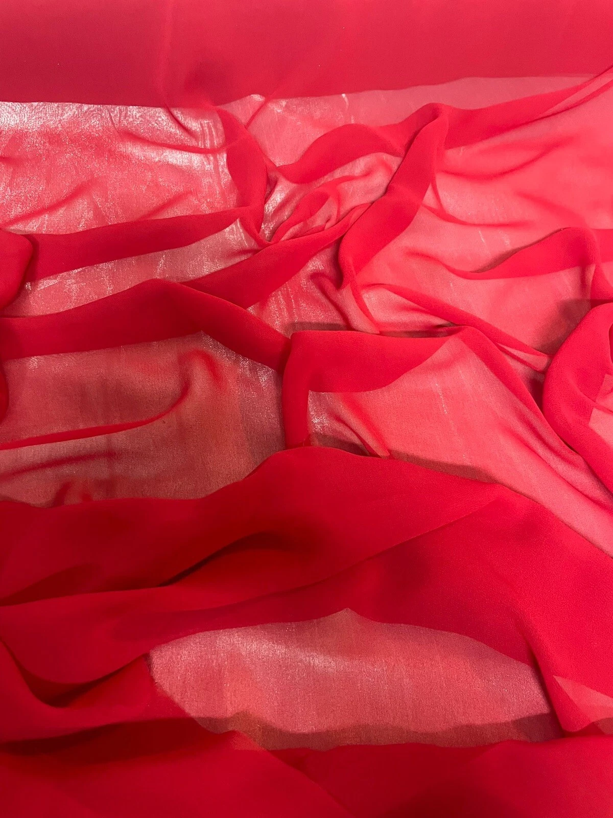 ABITO MORBIDO CHIFFON SUPREME ROSSO CHIARO 1 METRO TESSUTO FLOAT LEGGERO LARGO 45”