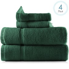 Juego de 4 alfombrillas y paños de baño 600 GSM 100 % algodón 2 alfombras de baño y 2 paños