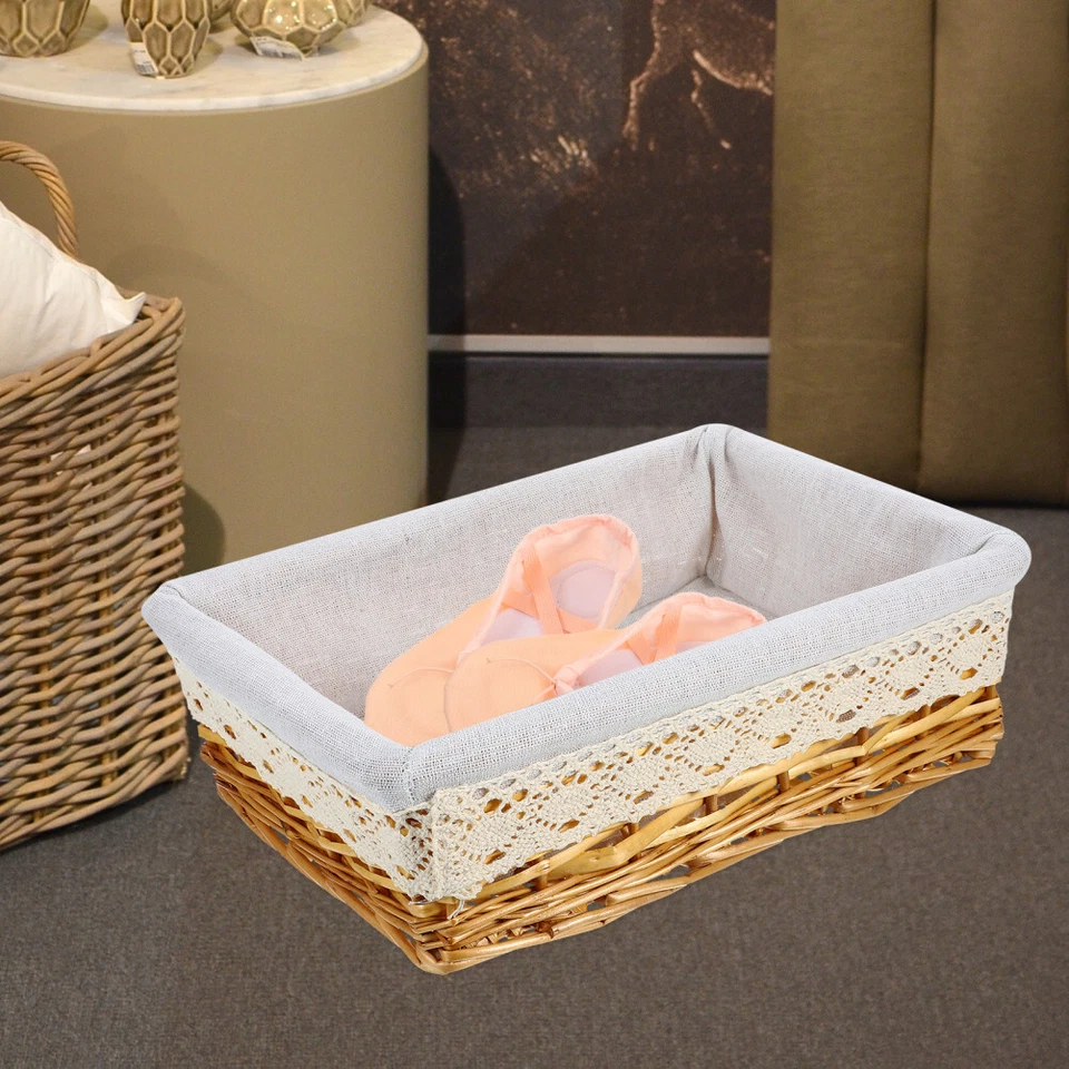 Wicker Storage Basket with Removable Washable Liner Willow Woven Containers - Image 3 of 4