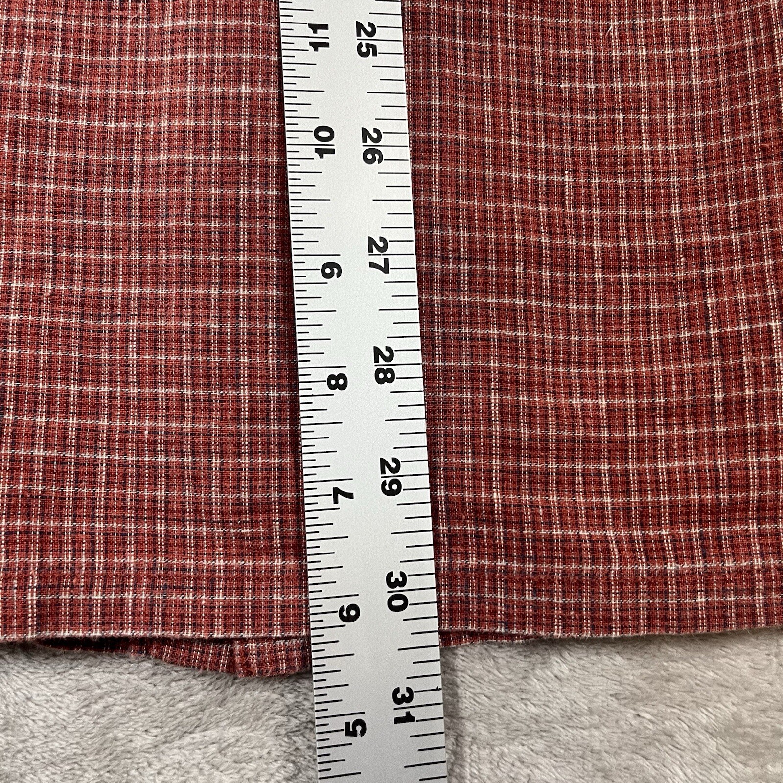 Patagonia organic cotton shirt  short sleeve orange Plaid crinkle Men’s Large thumbnail 7