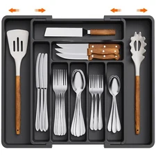 Silverware Drawer Organizer, Expandable Utensil Organizer