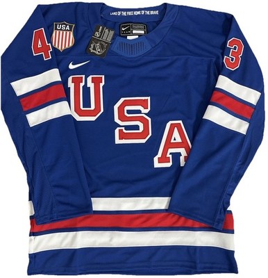 Quinn Hughes USA Navy  26 Olympics Jersey Mens Large L RARE NWT Minnesota Wild