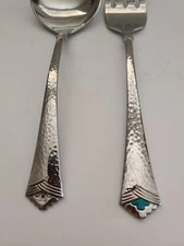 Oneida TESORO Cold  Meat Fork + Gravy  Ladle Hammered Stainless - READ    (A3)