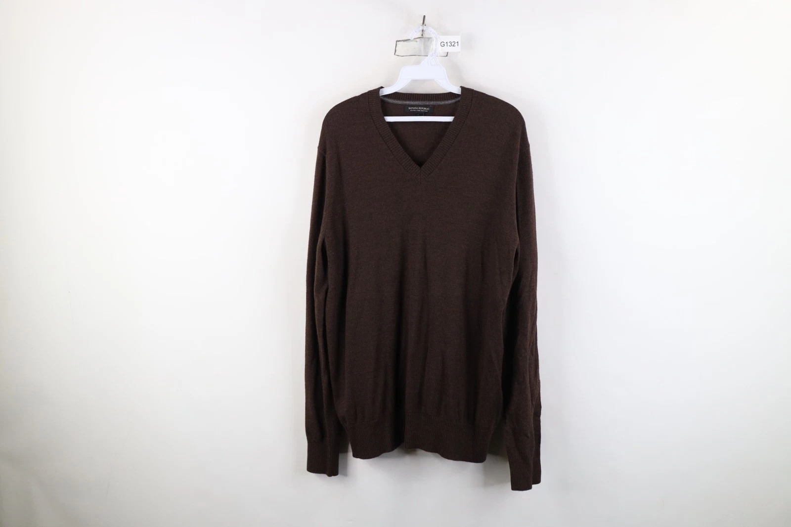 Banana Republic Mens Large Blank Lightweight Extra Fine Merino Wool Knit Sweater