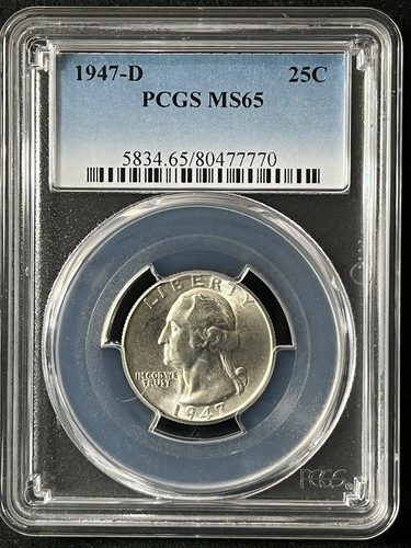 1947-D 25C Washington Quarter Dollar PCGS MS65 80477770