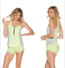 Alo Yoga Playa Racerback Tank Top Women’s S Yellow Gray Athletic Gym Yoga