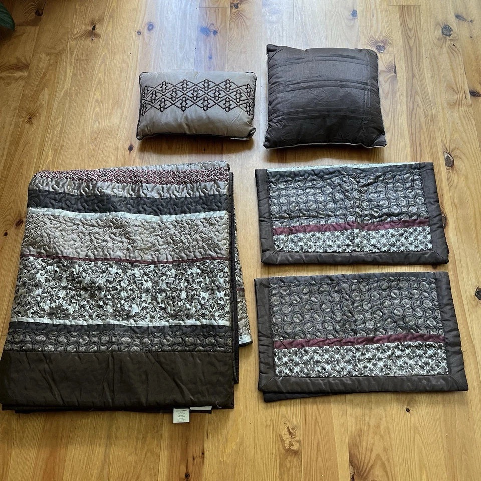 Juego de Colcha Madison Park Queen Brown Princeton 5 Piezas Jacquard Reversible Foto 4 de 4