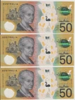 Banknotes Australia $50 polymer prefix BB 18 variety spelling consecutive run 3