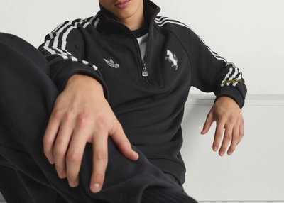 adidas Mens Juventus FC Originals Comfort Half Zip Top Black | eBay