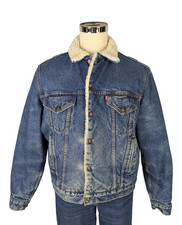 Levi  s Vintage Sherpa Lined Denim Jacket San Francisco USA Men  s 44 L Faded