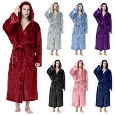 Bademäntel Herren Damen Morgenmantel Kapuze Plüsch Weich Nachtwäsche Nachthemden