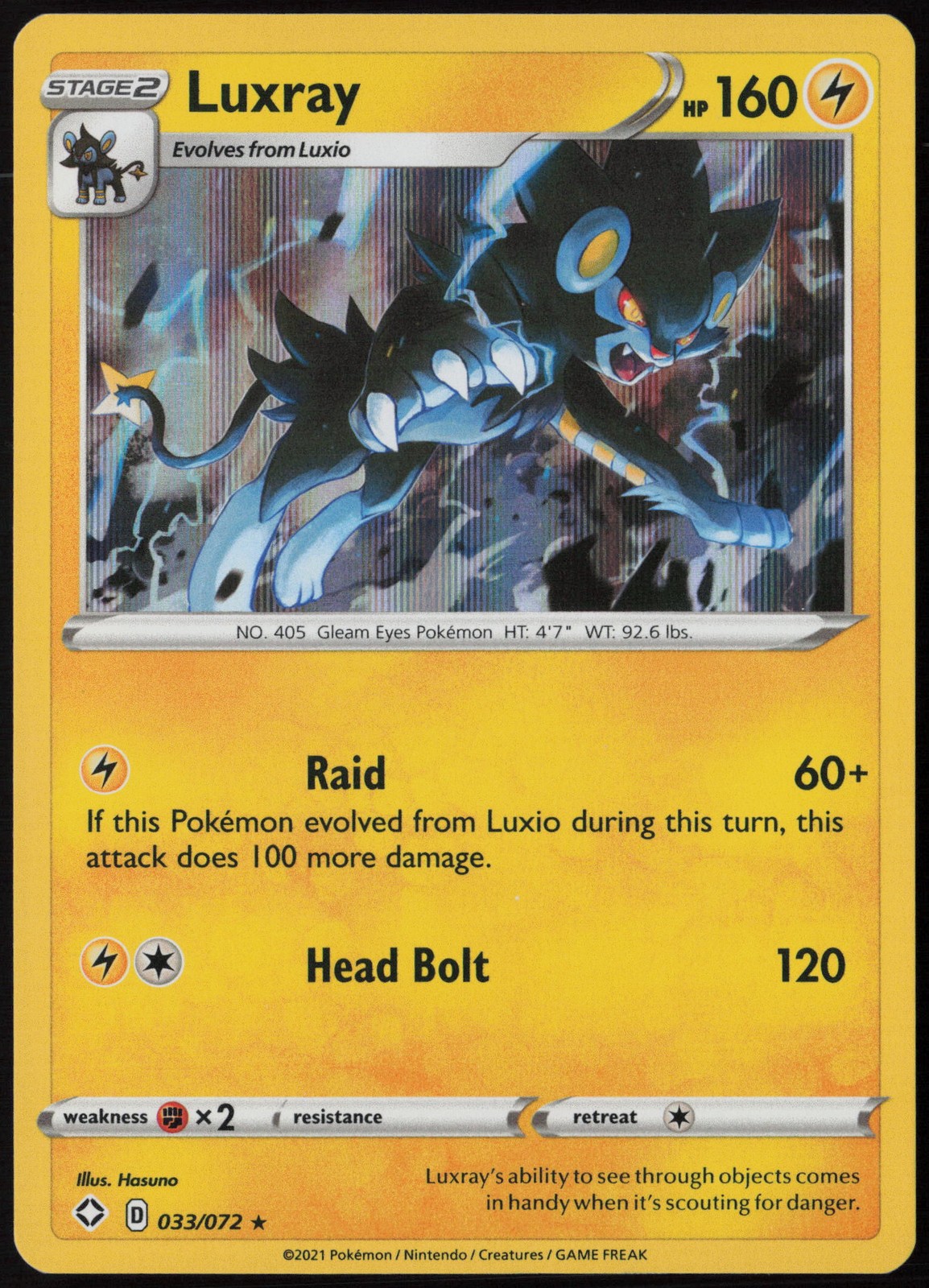 Luxray 033/072 Shining Fates Holo Rare Holofoil EN Pokemon NM