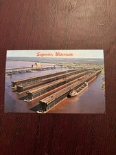 Superior Wisconsin Aerial View of Ore Docks St Lawrence Seaway Postcard Chrome