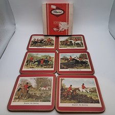 Pimpernel "Fox Hunt" Cork-Backed Coasters 6 Hounds Horses JF. Herring Equestrian