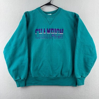 Vintage Champion Sweatshirt Mens Medium Blue 90s Made in USA Crewneck Spellout