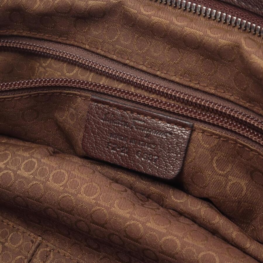 Salvatore Ferragamo Gancini Brown Leather Handbag Turn Lock Shoulder Strap Auth image 4