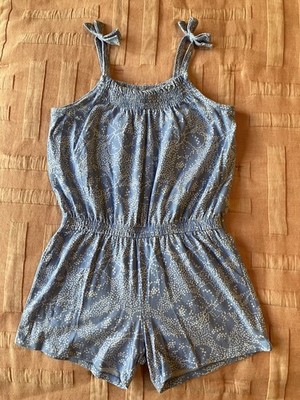 Gymboree 2015 Butterfly Batik Sky Blue Smocked Romper Size 8 EUC