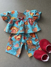 16” Cabbage Patch Kids Doll Retro Tie Dye Dog Flannel Pjs Clothes Slippers