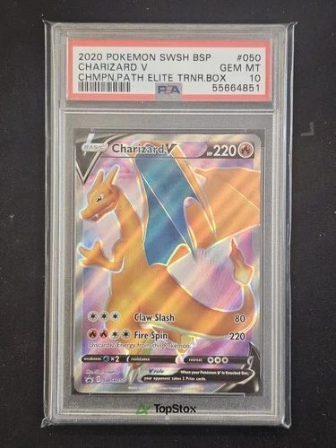 2020 Pokemon Swsh BSP#050 Charizard V Chmpn.Path Elite Trnr.Box PSA 10