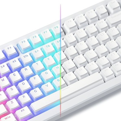 Pudding Keycaps, White PBT Keycaps 60 65 75 100 Percent, 130 Keys Shine Throu...