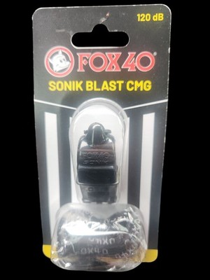 Sonik Blast CMG Official Whistle with Lanyard (Black) Referee Fox 40 NIB