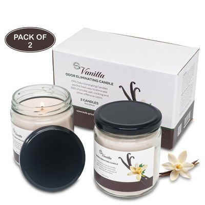 FPN Scented Candles Vanilla Scent Odor Eliminating Soyawax Jar Candles 12oz 2 ct