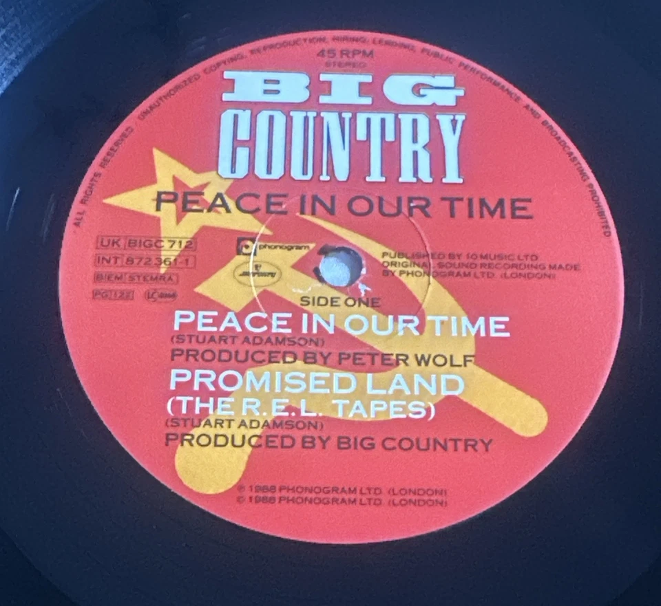 Big Country ~ Peace In Our Time ~ 12” Vinyl Record Single EX / EX Condition - Image 4 of 4