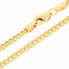 14K Oro Giallo da Uomo 3mm Miami Maglia Cubana Catena Leggero Collana 55.9cm