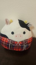 Squishmallows Connor the Cow Fall 2022 Plaid Shirt Harvest Plush Kellytoys 7.5"