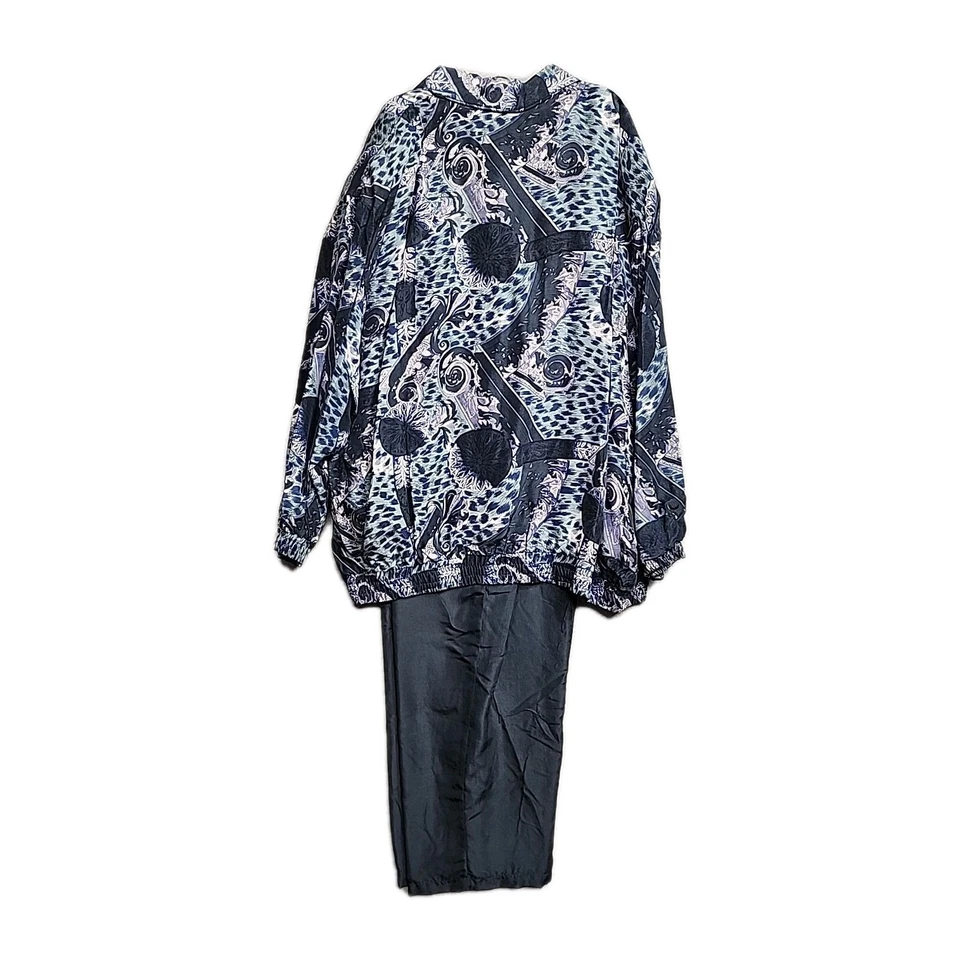 Traje de chándal FUDA Paisley años 80 100 % seda pura talla grande 3X hombrera nuevo de colección Foto 3 de 3