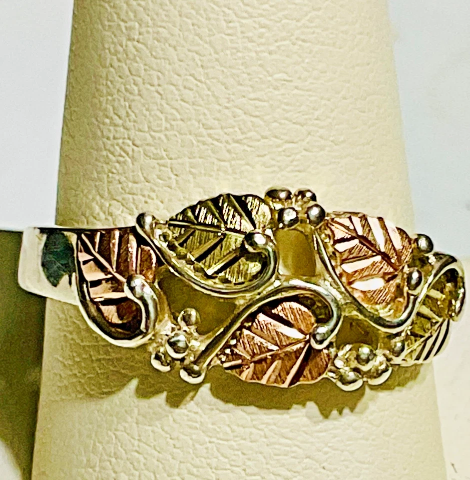 ANILLO CCO COLEMAN BLACK HILLS ORO PLATA ESTERLINA 12K ORO HOJAS 🍁 Foto 2 de 4