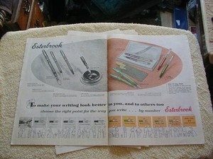7 Vintage Esterbrook Pen print ads 1941-1956 fountain ball point magazine ad
